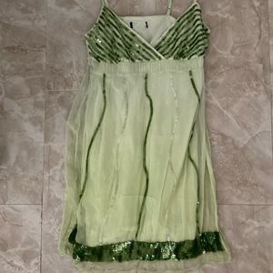 Green earthy sequin dress